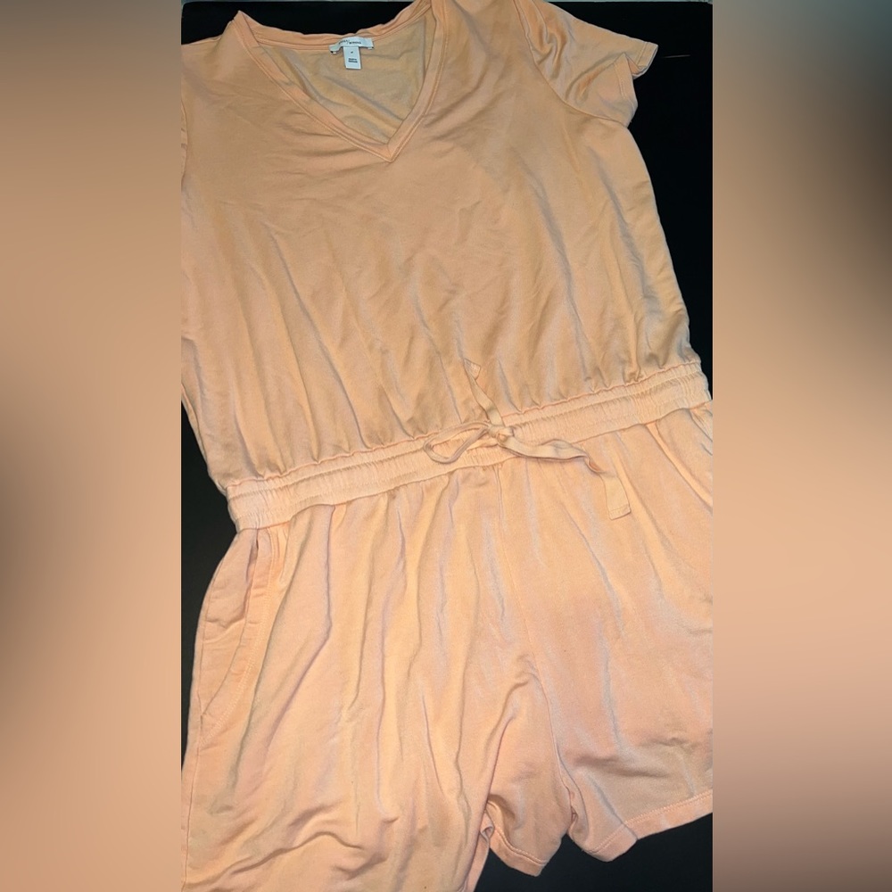 Anthropologie Daily Ritual Peach romper shorts size XL Like New